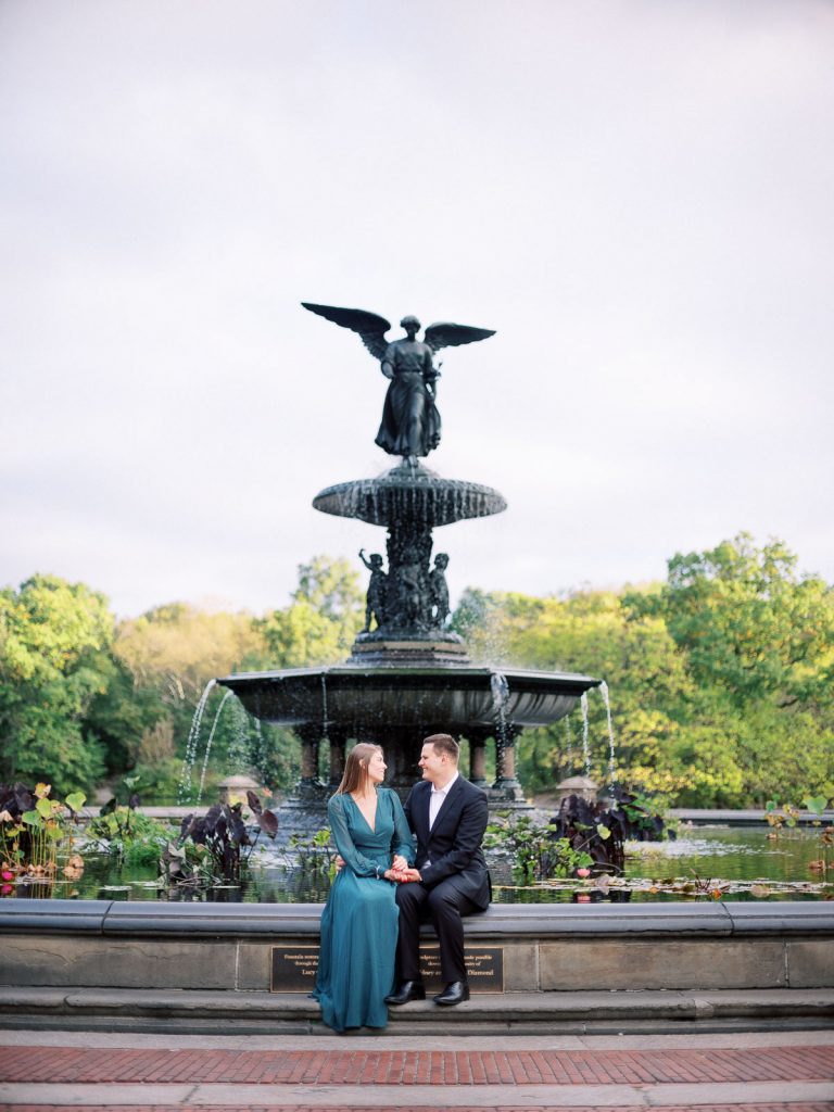 Sitting on fountain