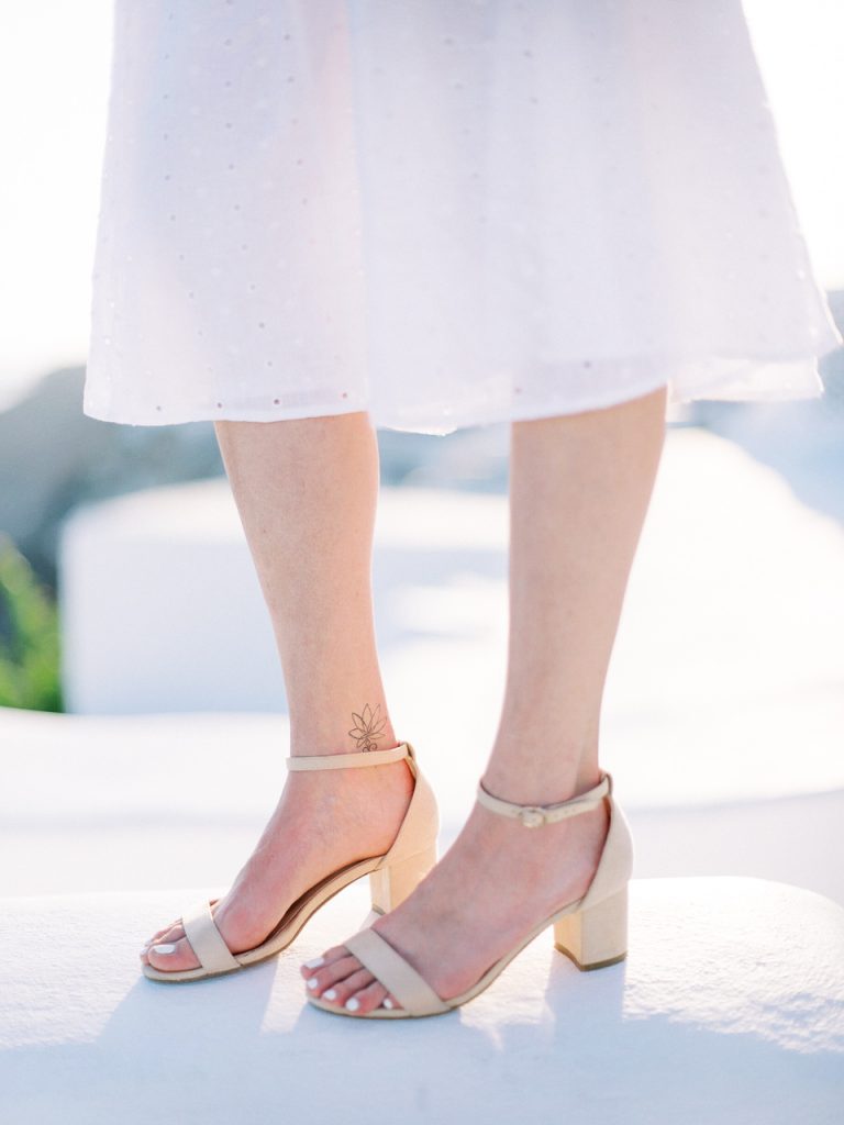 Bride's Shoes Santorini Elopement