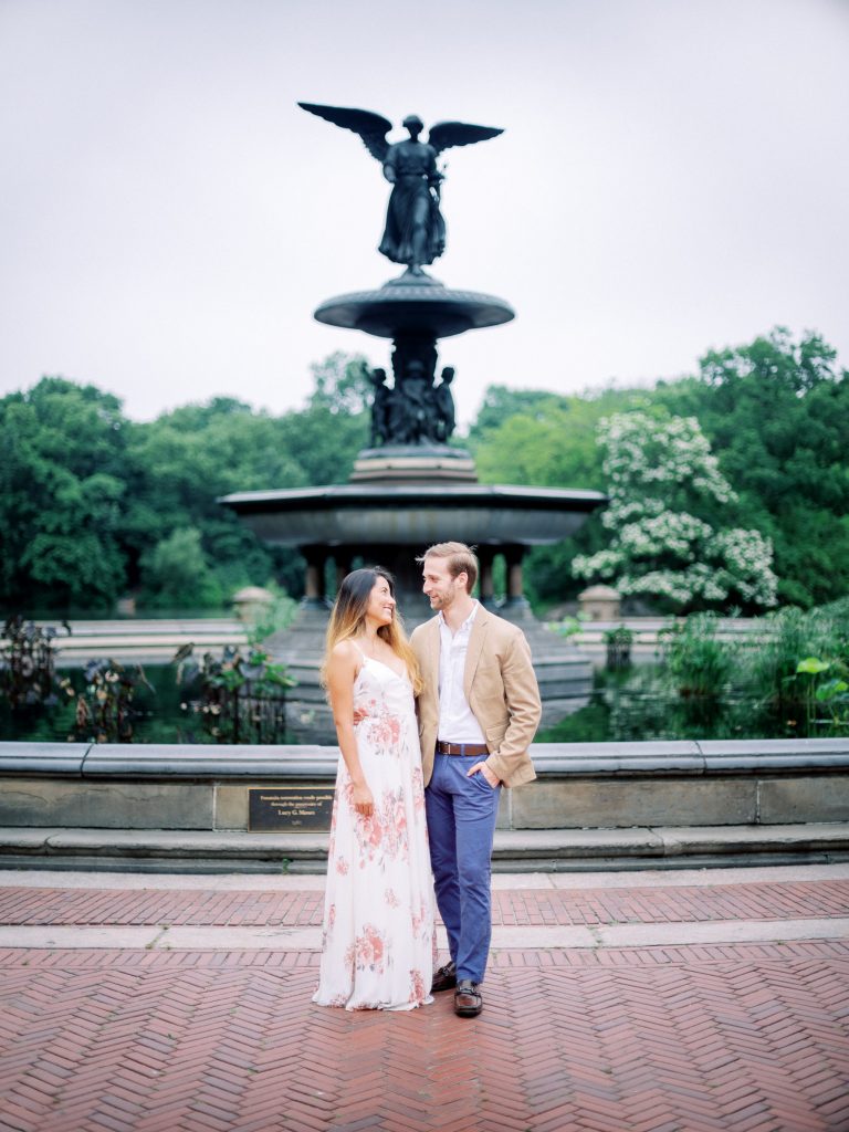 Central Park Engagement Session Fountain