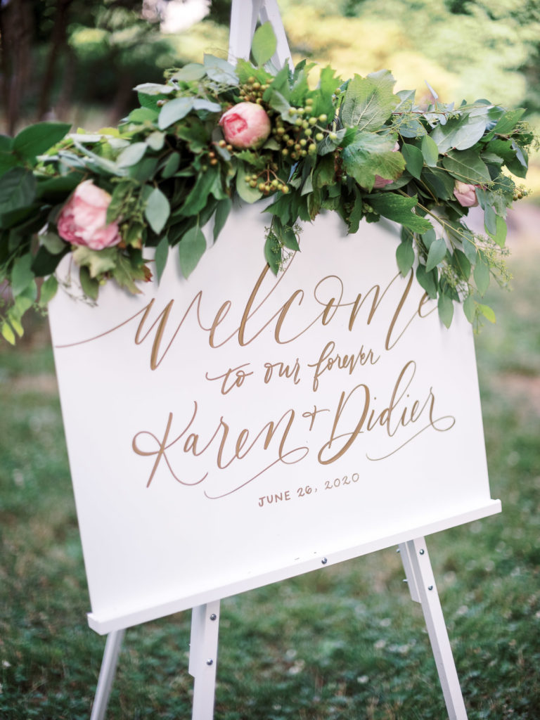 A sign welcoming guests to their NYC elopement