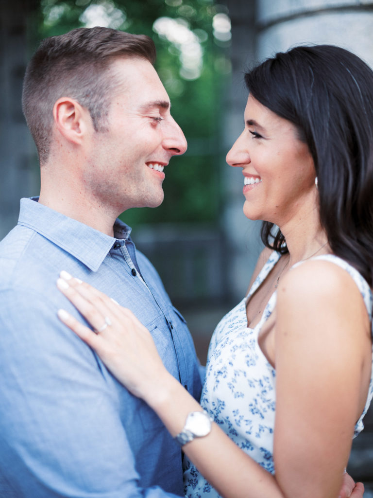 Date Night Engagement Session looking at each other
