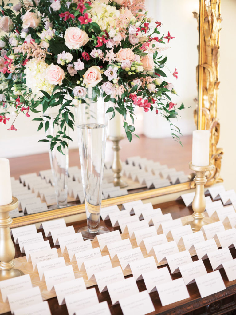 Place-cards at a Brecknock Hall wedding.