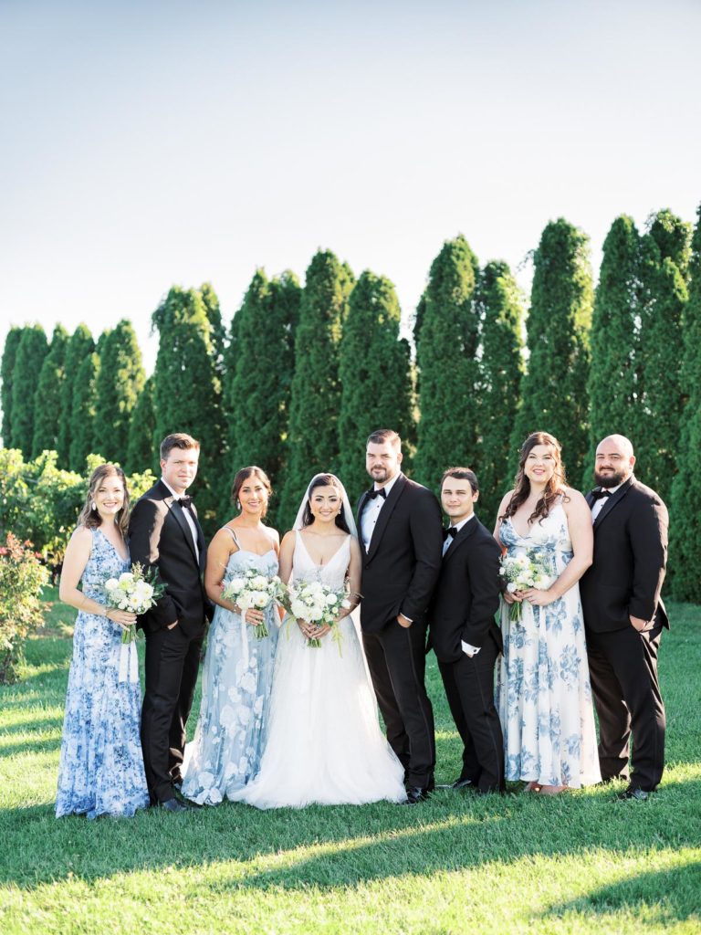 Image of the Long Island Vineyard Wedding party; groomsmen and bridesmaids at RGNY.
