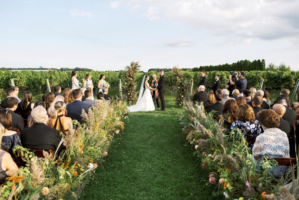 Stunning Long Island Vineyard Wedding outdoor ceremony at RGNY.