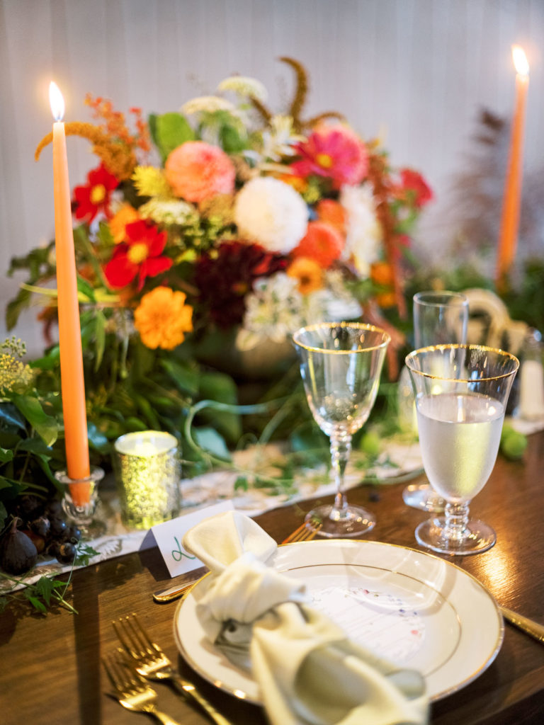 Hometown Floral Co Reception details at RGNY during a Long Island Vineyard Wedding.