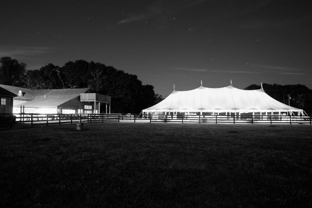 Photo of Long Island Vineyard Wedding venue RGNY at night.
