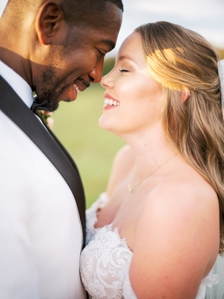 Closeup shot of bride and groom.