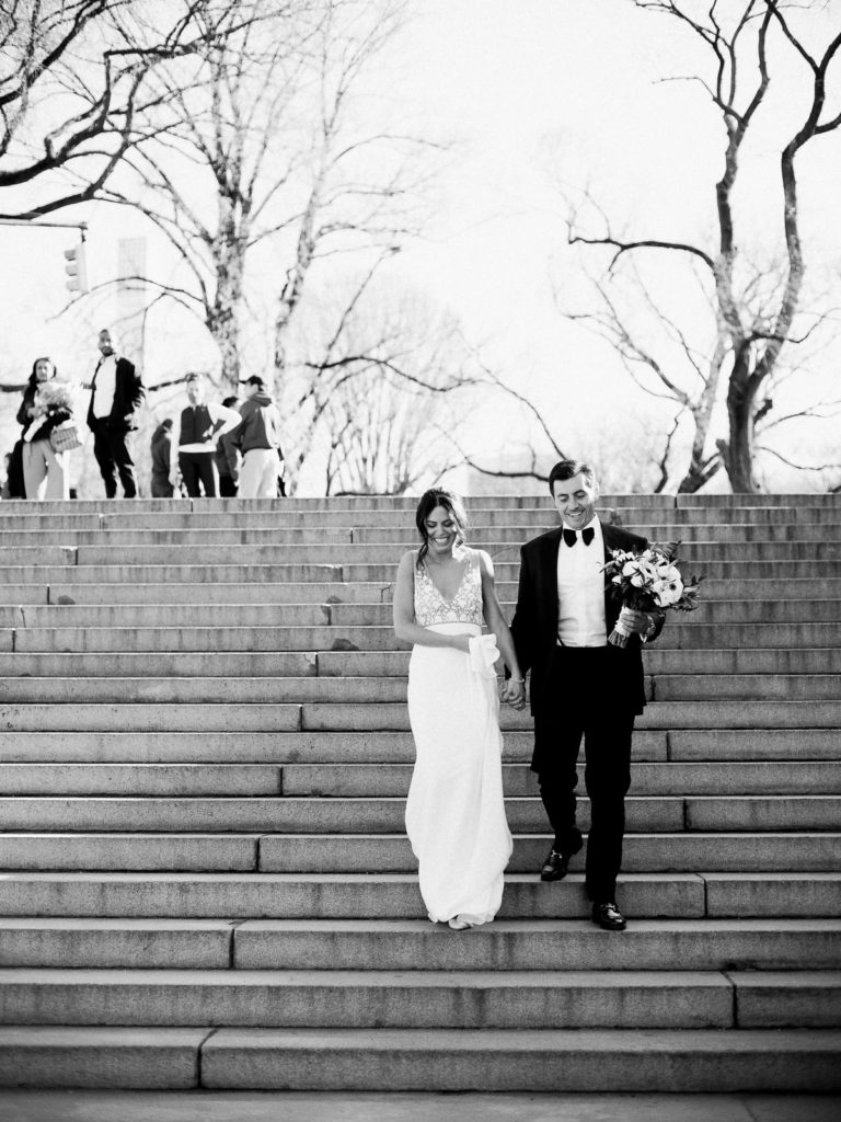 Photographs in Bethesda Terrace before The Central Park Boathouse Wedding.