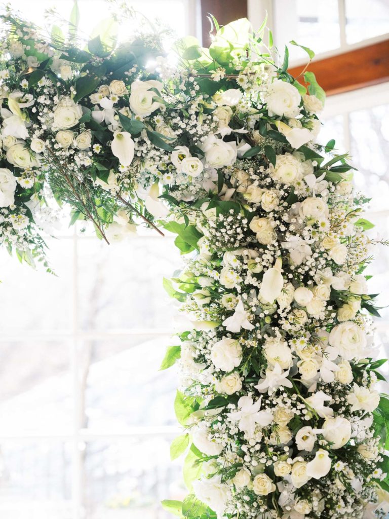 The Central Park Boathouse Wedding floral arch.