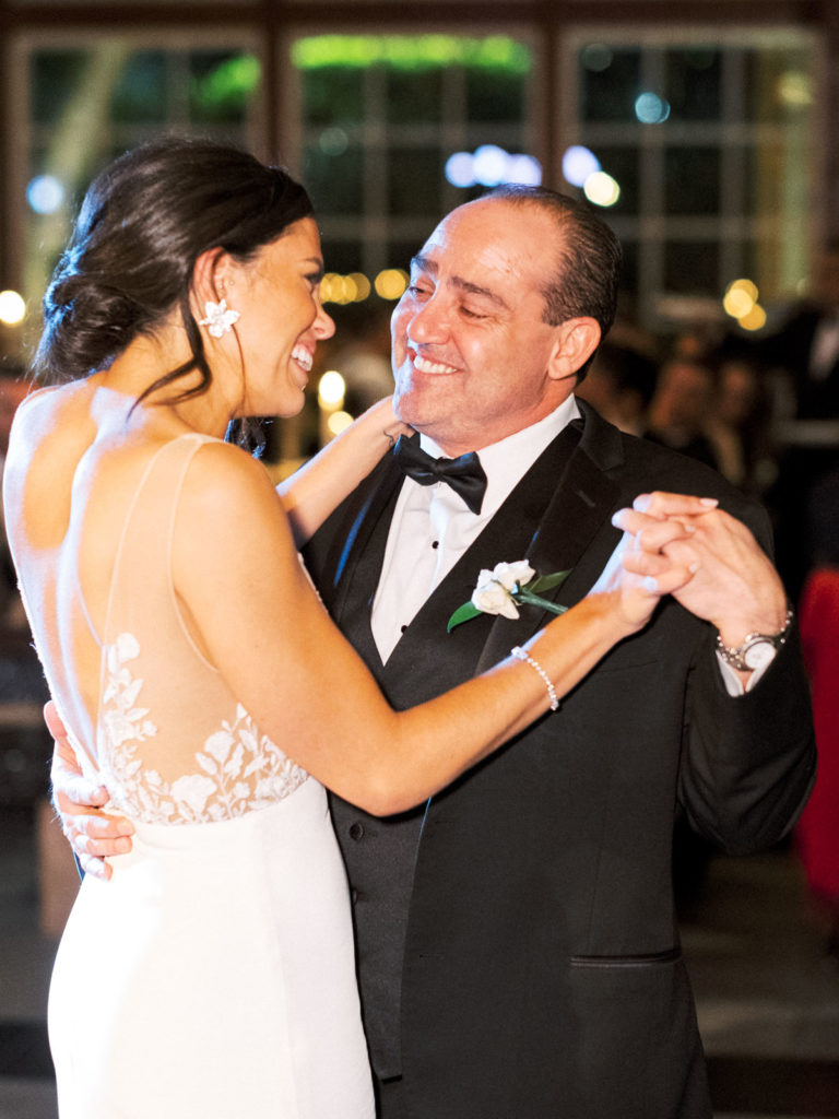 The Central Park Boathouse Wedding reception father daughter dance.